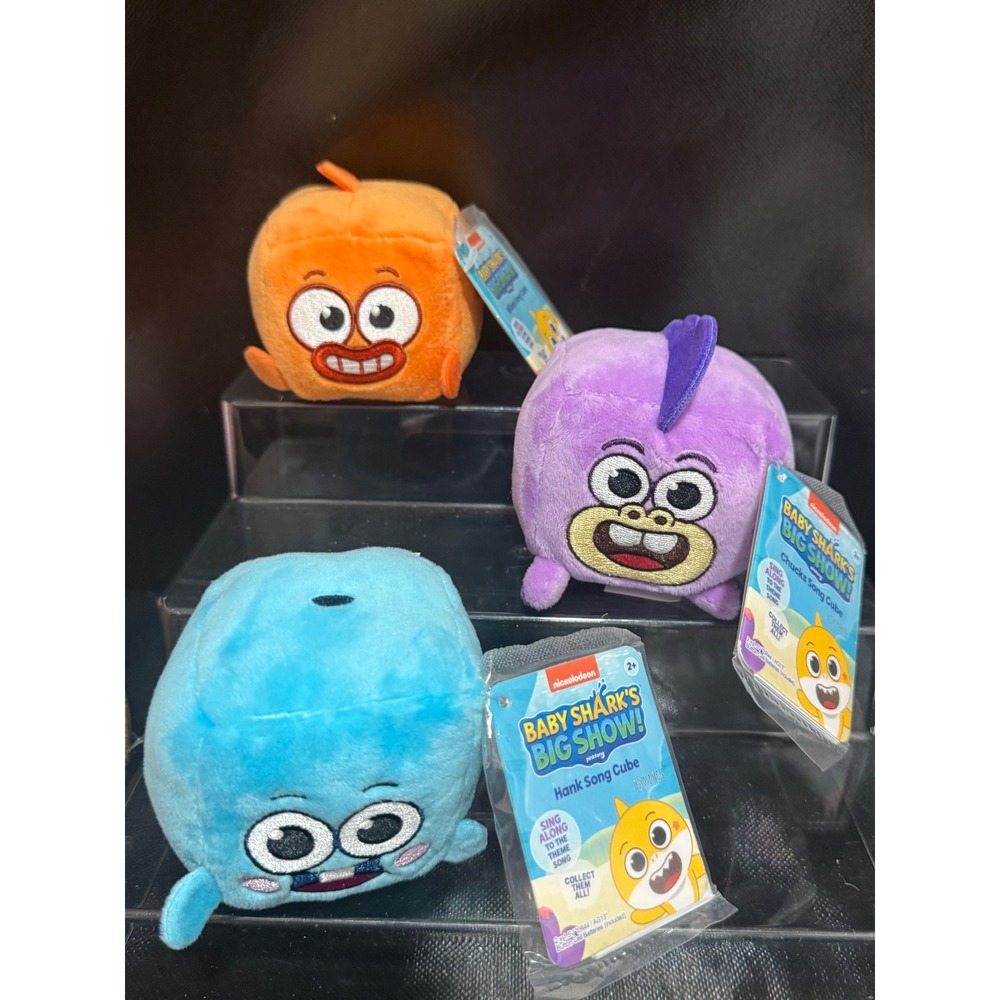 Baby Shark's Big Show Song Cube Plush Set‎ Hank Chucks Goldie Nickelodeon 3pc
